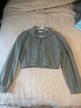Garage Sage Green Cropped Quarter-Zip Pullover by Garage